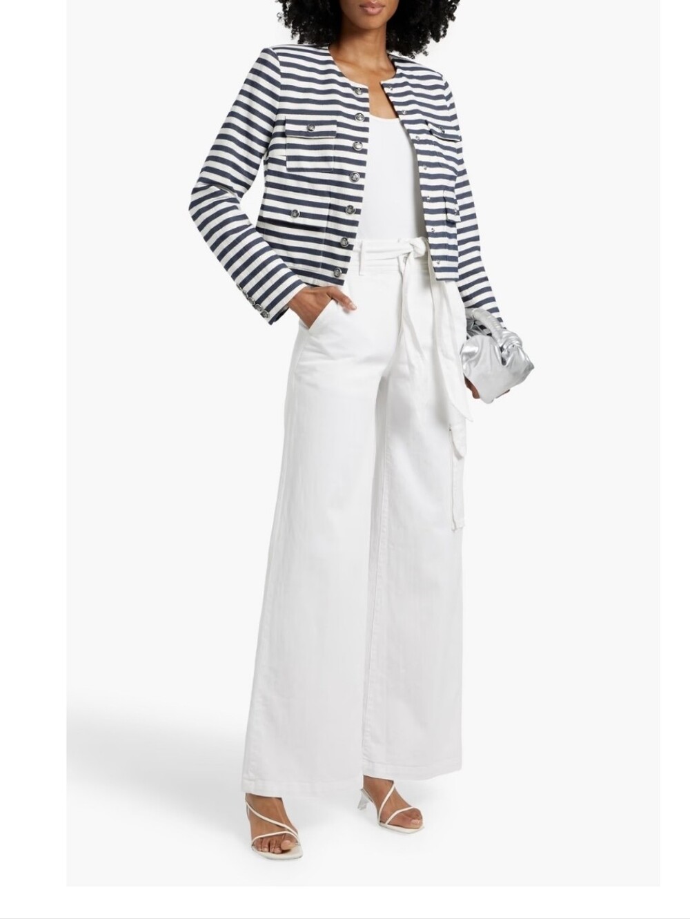Veronica Beard Isa Stripe Crop Jacket Sizs 8
